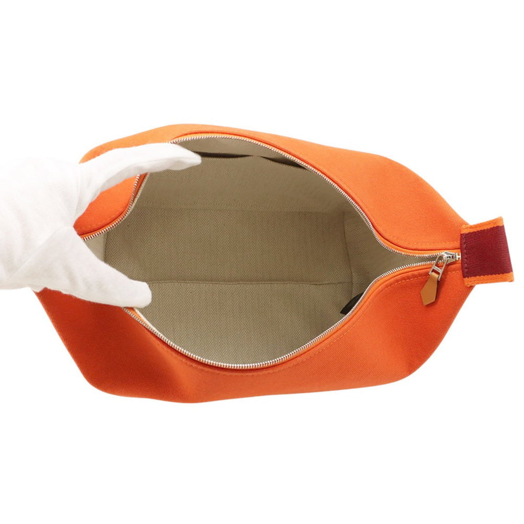 Hermes Bordeaux Orange Canvas Pouch (Pre-Owned)