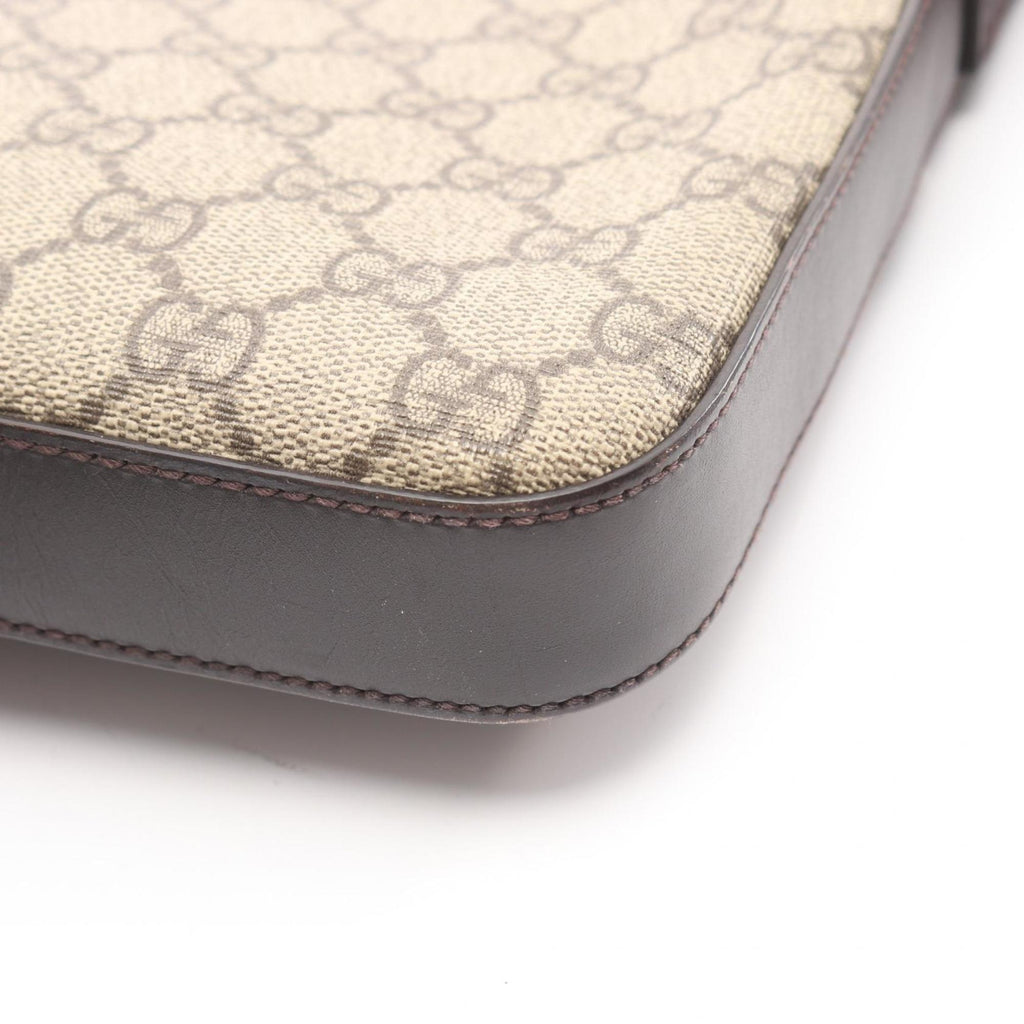 Gucci Beige Brown Gg Supreme Leather Shoulder Bag (Pre-Owned)