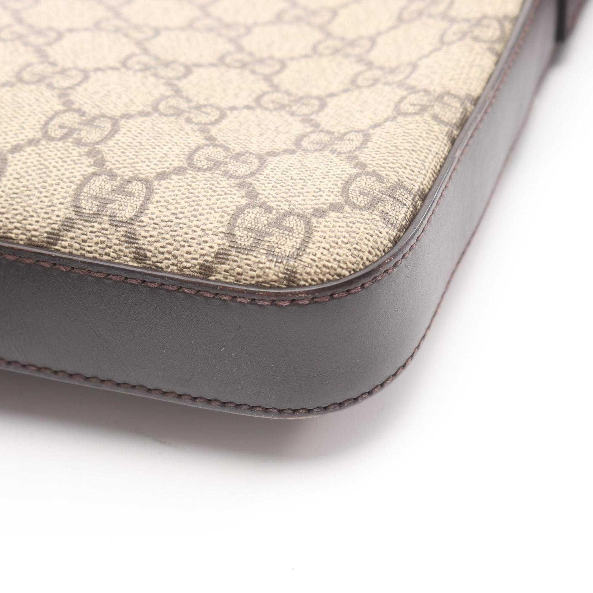 Gucci Beige Brown Gg Supreme Leather Shoulder Bag (Pre-Owned)
