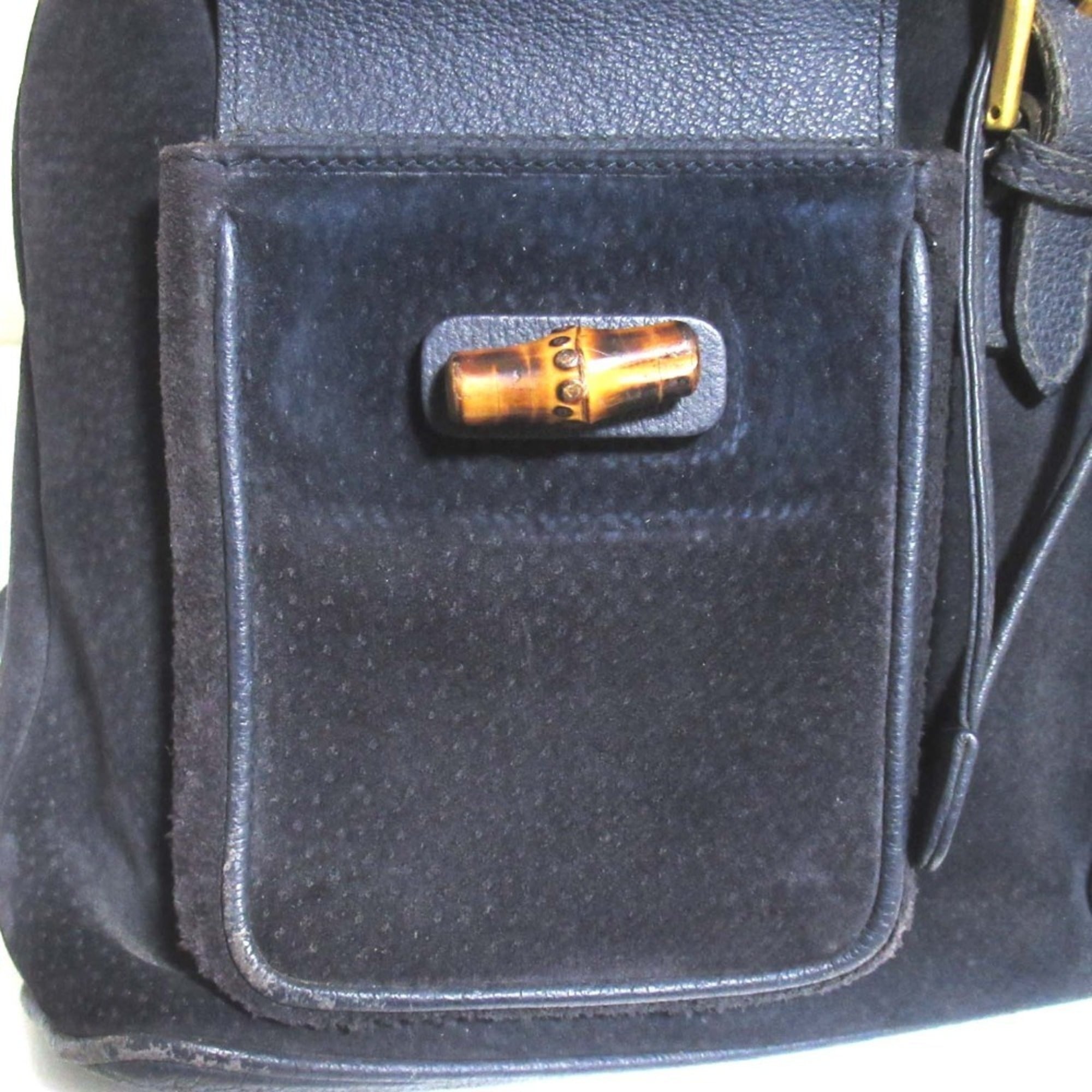 Gucci Navy Suede Leather Backpack (Pre-Owned)