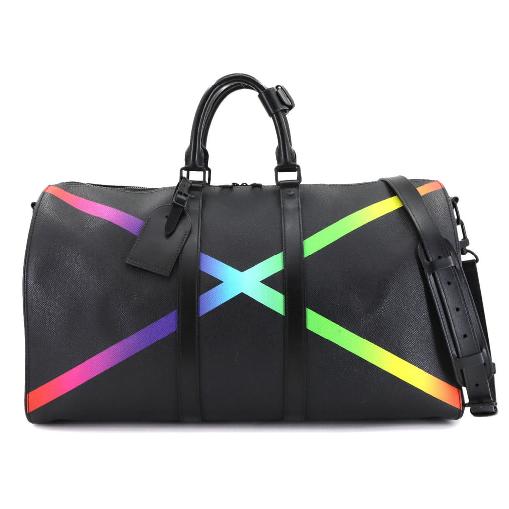 Louis Vuitton Black Multi-Color Taiga Leather Boston Bag Shoulder Bag (Pre-Owned)
