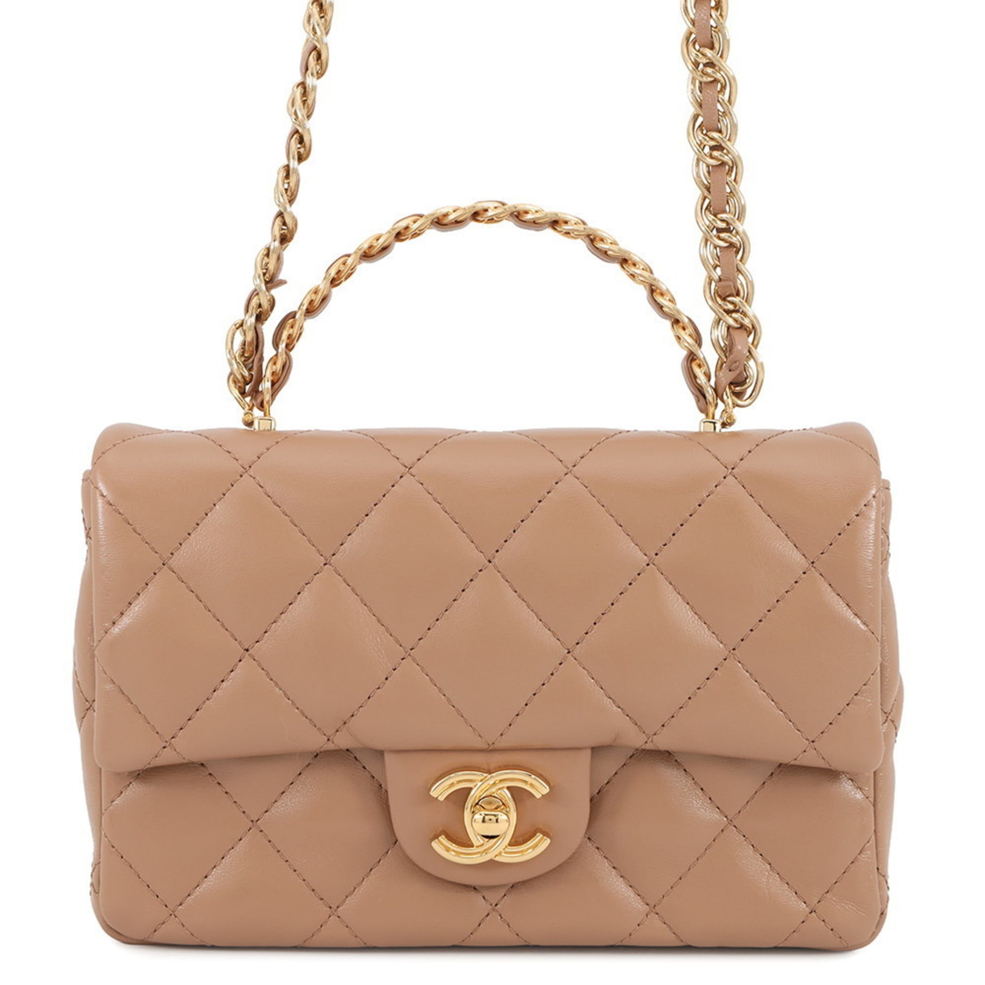 Chanel Matelasse Beige Leather Handbag (Pre-Owned)