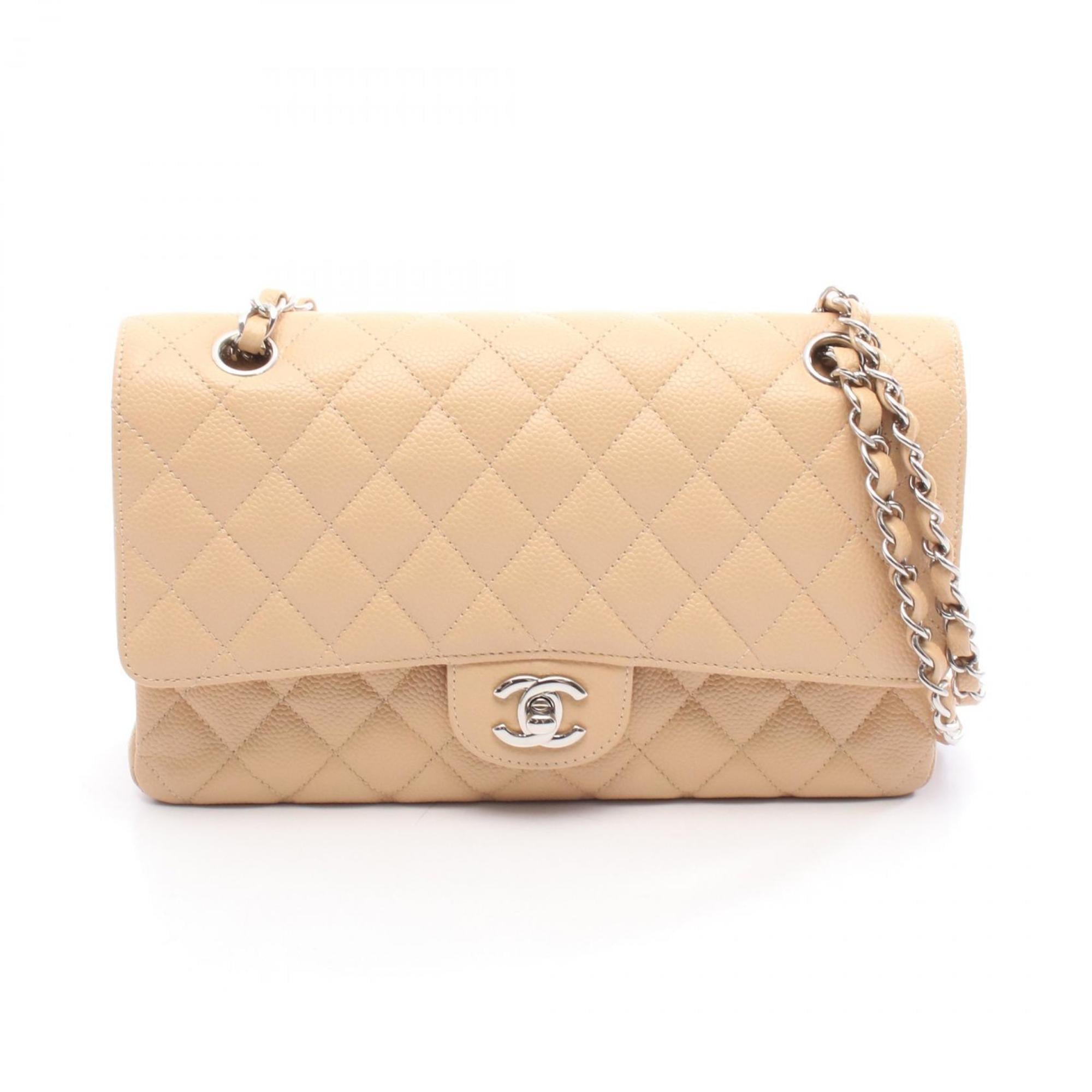Chanel Beige Grained Calfskin Shoulder Bag (Pre-Owned)