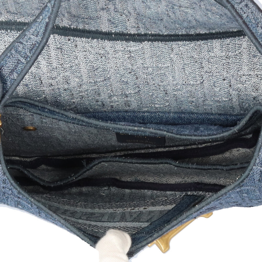 Christian Dior Blue Denim Saddle Bag Shoulder Bag (Pre-Owned)
