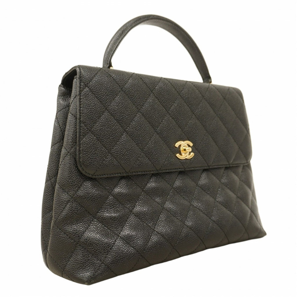 Chanel Black Grained Calfskin Handbag (Pre-Owned)