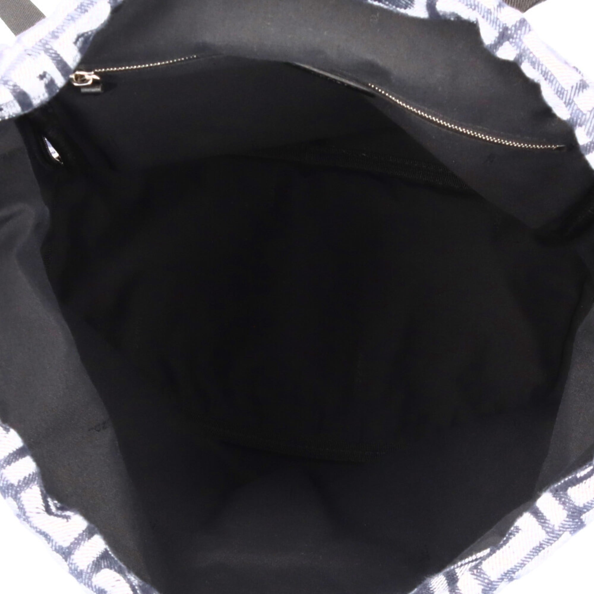 Fendi Black Navy Fabric Leather Backpack (Pre-Owned)