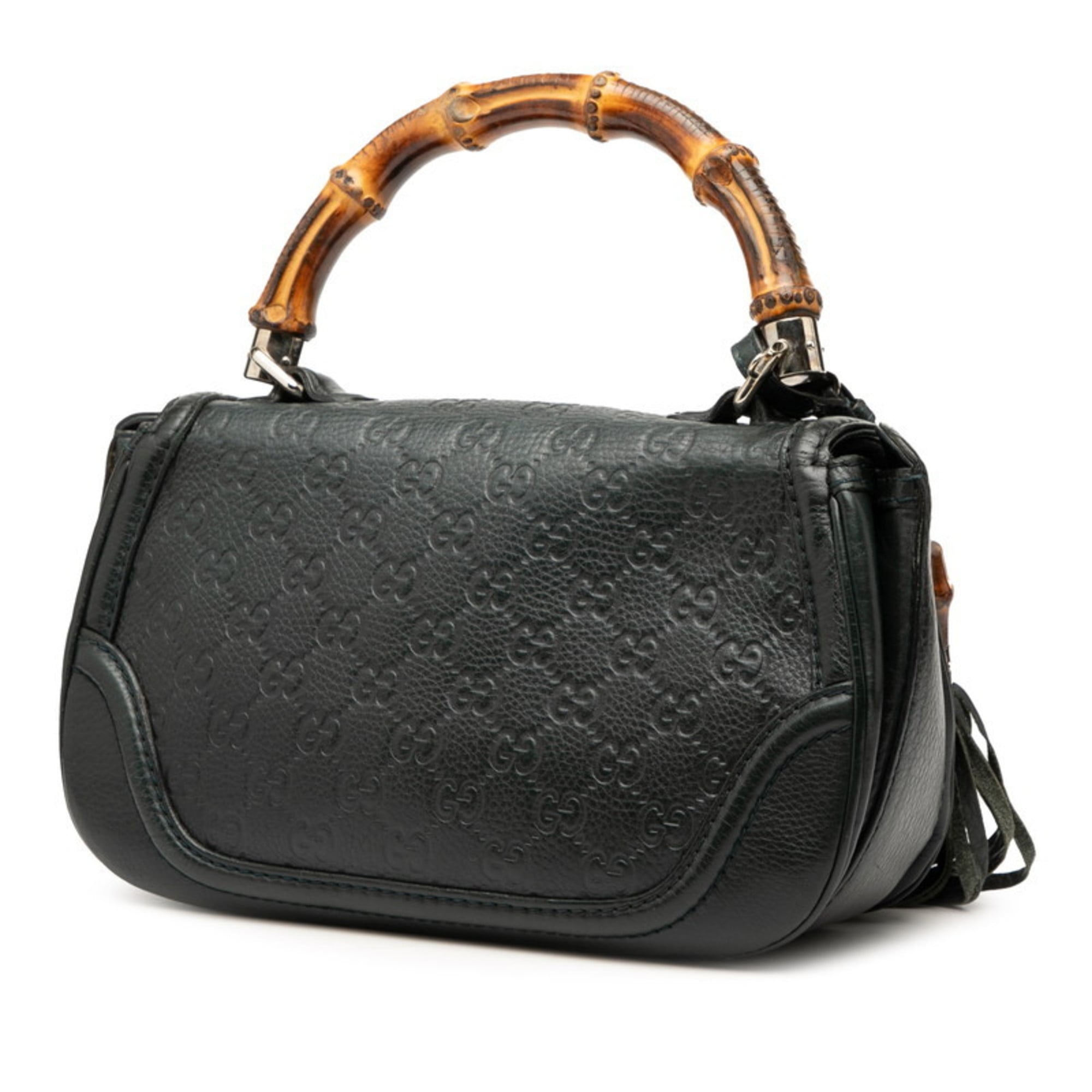 Gucci Green Leather Handbag Shoulder Bag (Pre-Owned)