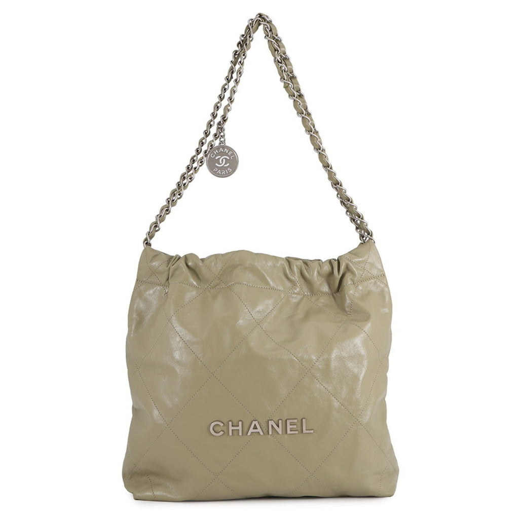 Chanel Khaki Leather Handbag Pouch (Pre-Owned)