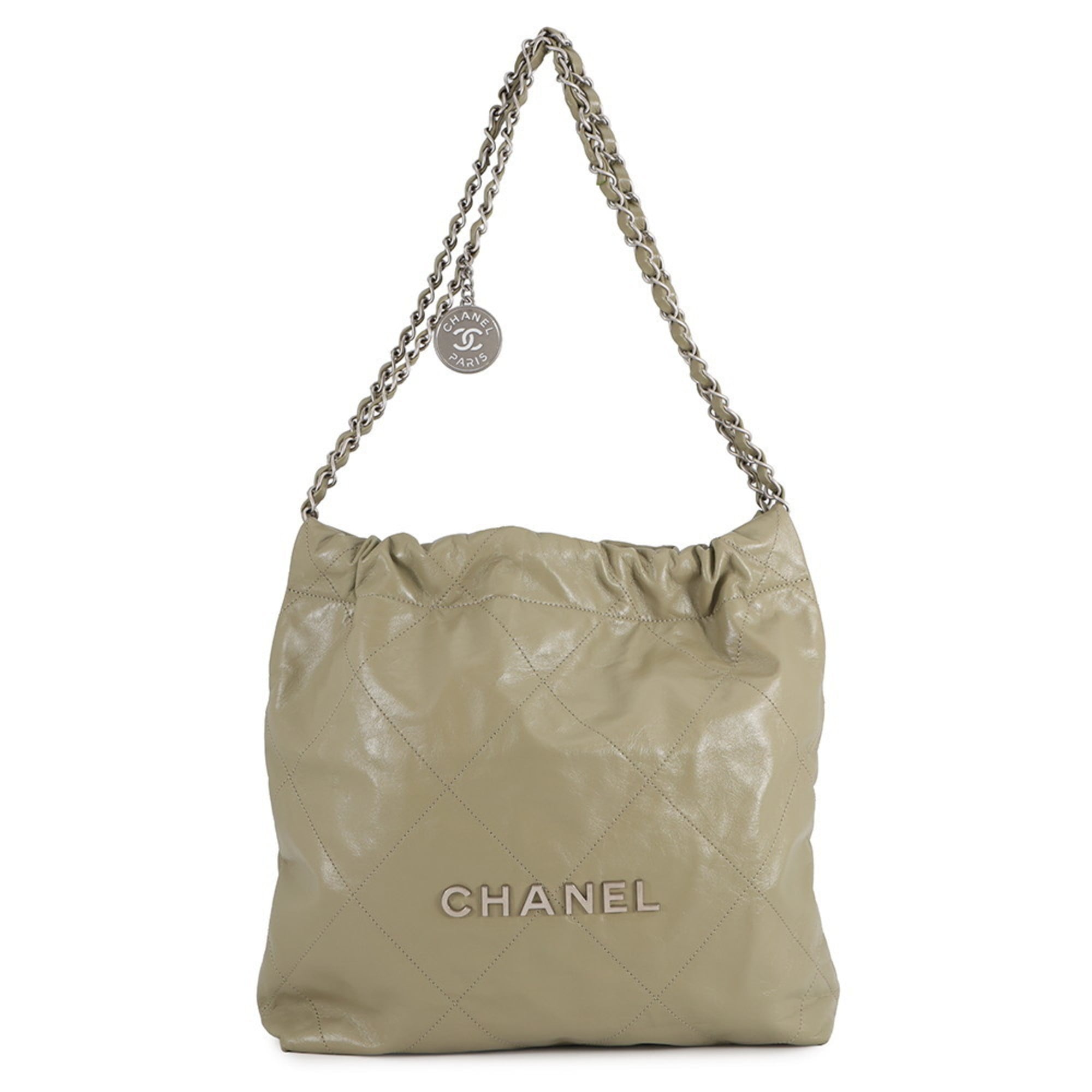 Chanel Khaki Leather Handbag Pouch (Pre-Owned)