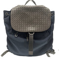 Bottega Veneta Intrecciato Brown Navy Nylon Leather Backpack (Pre-Owned)