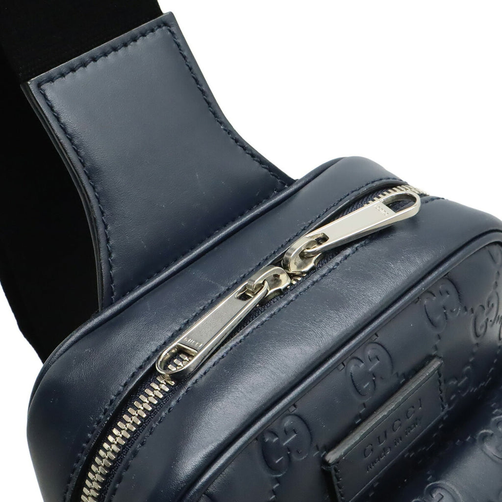 Gucci Navy Leather Shoulder Bag (Pre-Owned)