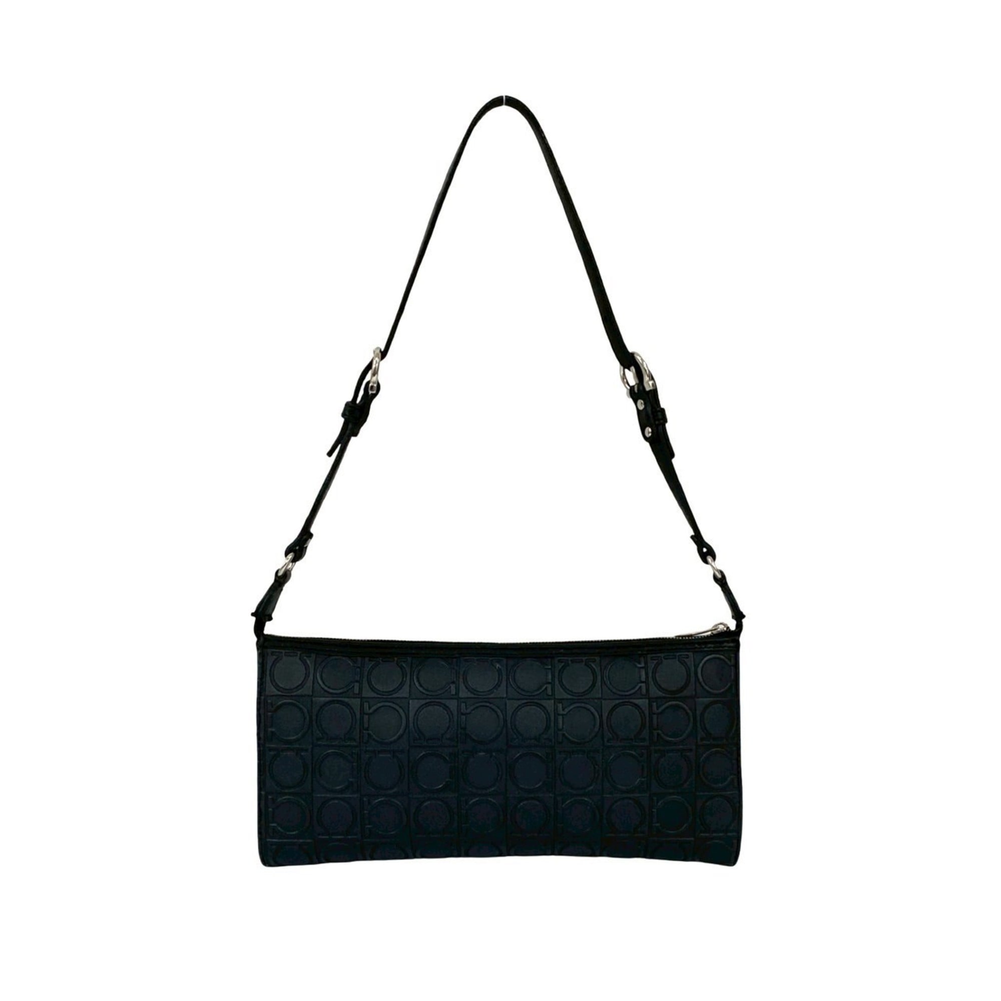 Salvatore Ferragamo Black Leather Handbag Shoulder Bag (Pre-Owned)