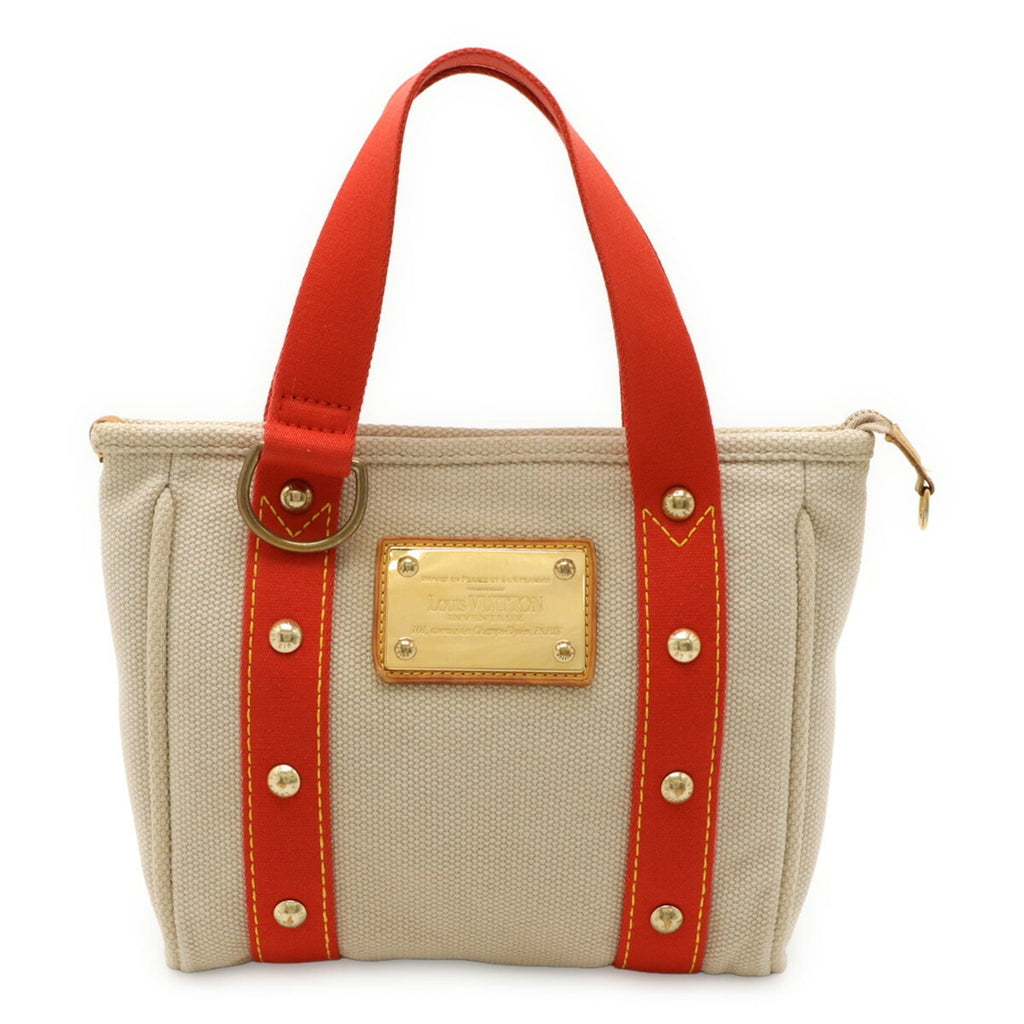 Louis Vuitton Antigua Beige Rouge Canvas Handbag Tote Bag (Pre-Owned)