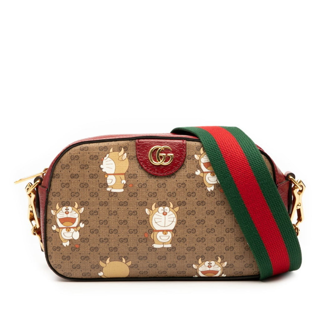 Gucci Brown Red Color Pvc Leather Shoulder Bag (Pre-Owned)