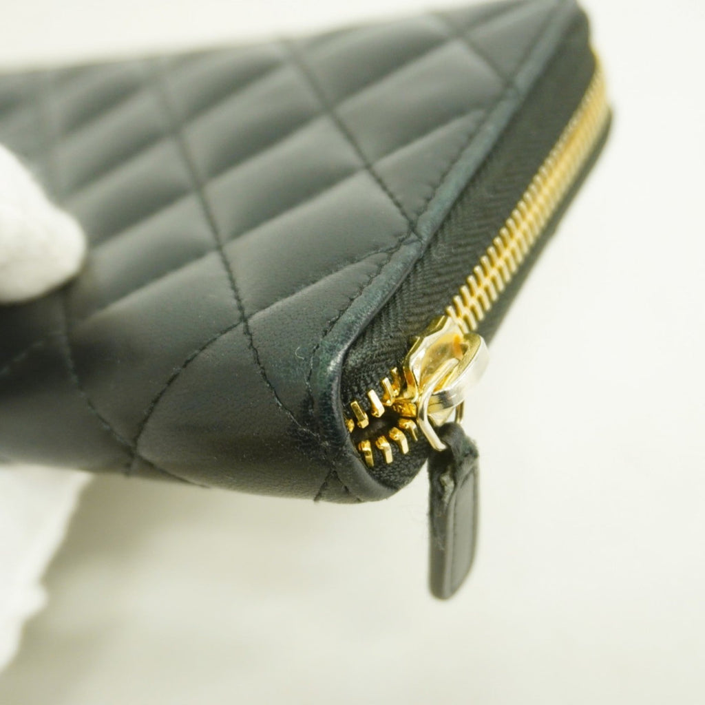 Chanel Black Leather Long Wallet (Bi-Fold) (Pre-Owned)