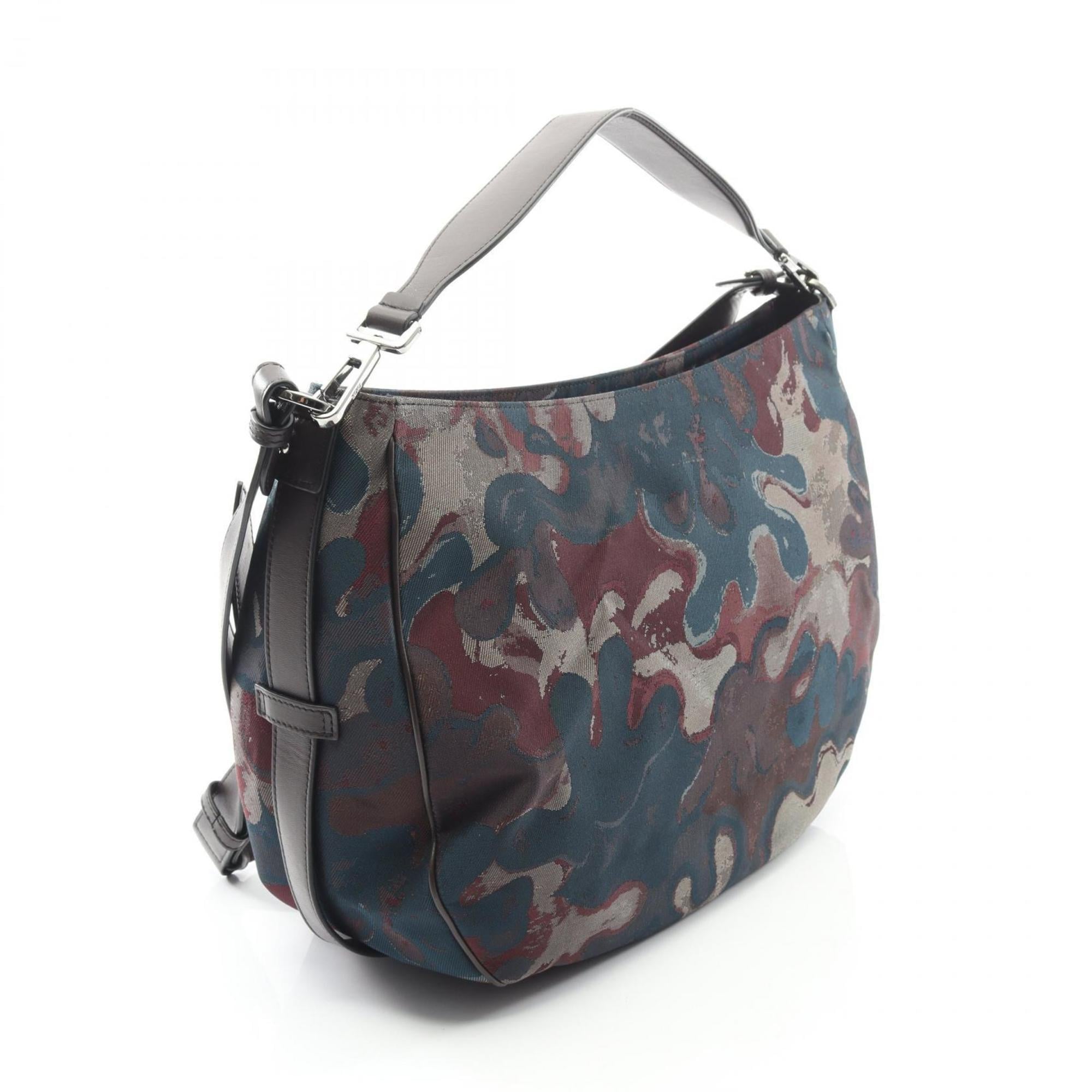 Christian Dior Brown Green Multi-Color Canvas Leather Shoulder Bag (Pre-Owned)