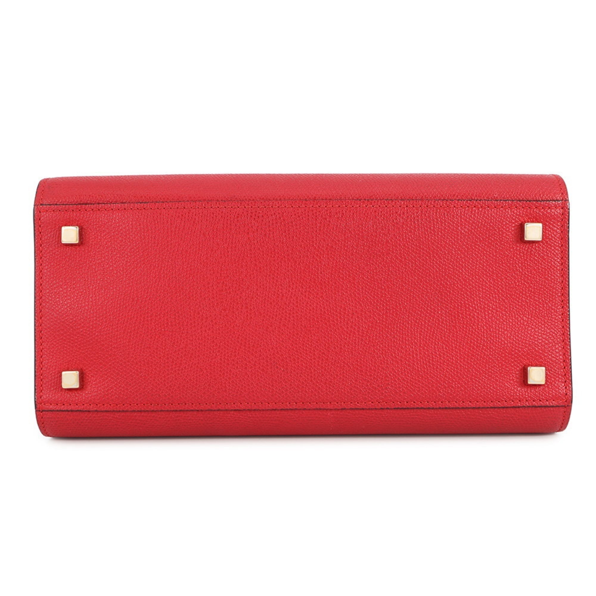 Valextra Pink Red Color Leather Handbag (Pre-Owned)