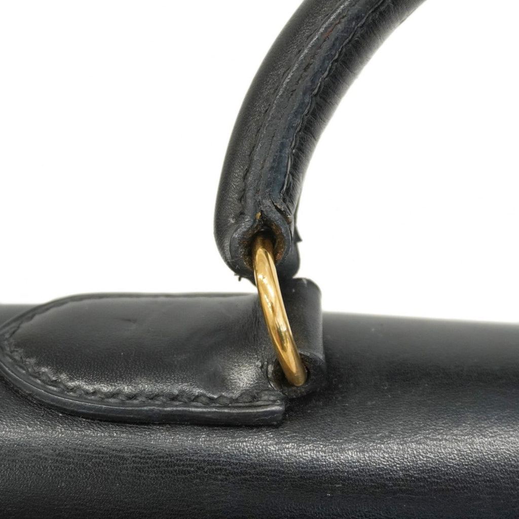 Hermes Black Box Calf Leather Handbag (Pre-Owned)