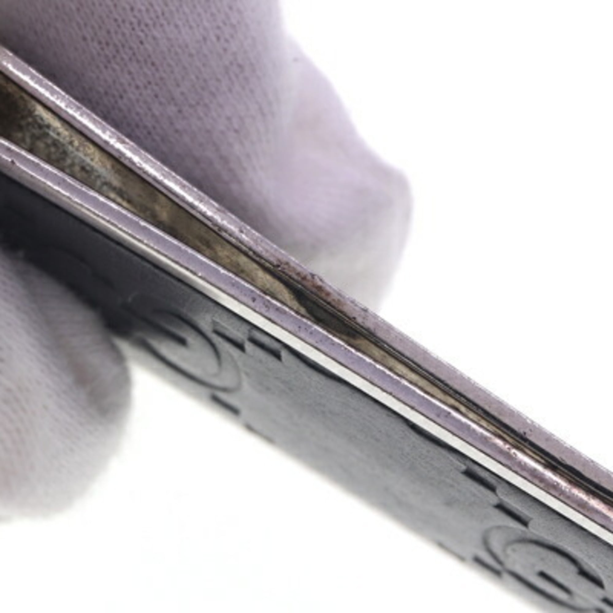 Gucci Silver Black Leather Metal Money Clip (Pre-Owned)