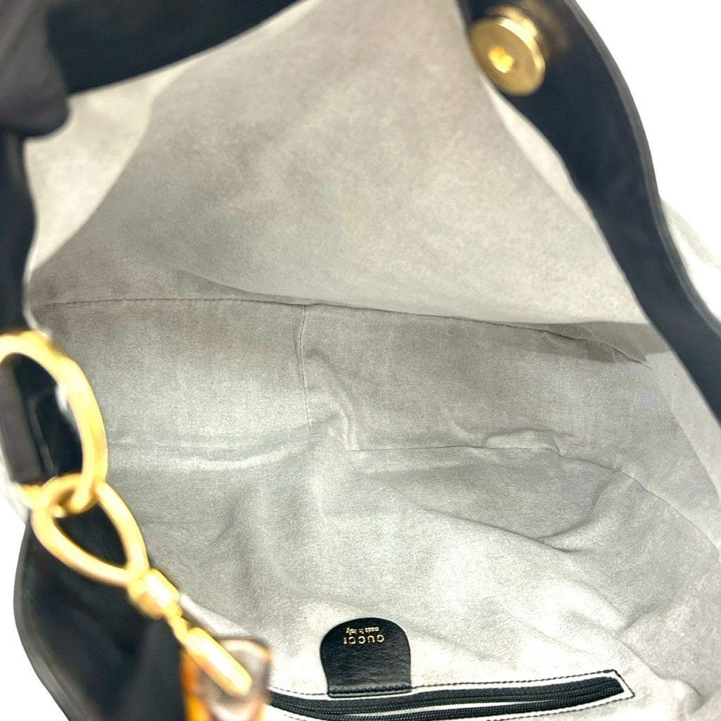 Gucci Black Leather Handbag Shoulder Bag Tote Bag (Pre-Owned)