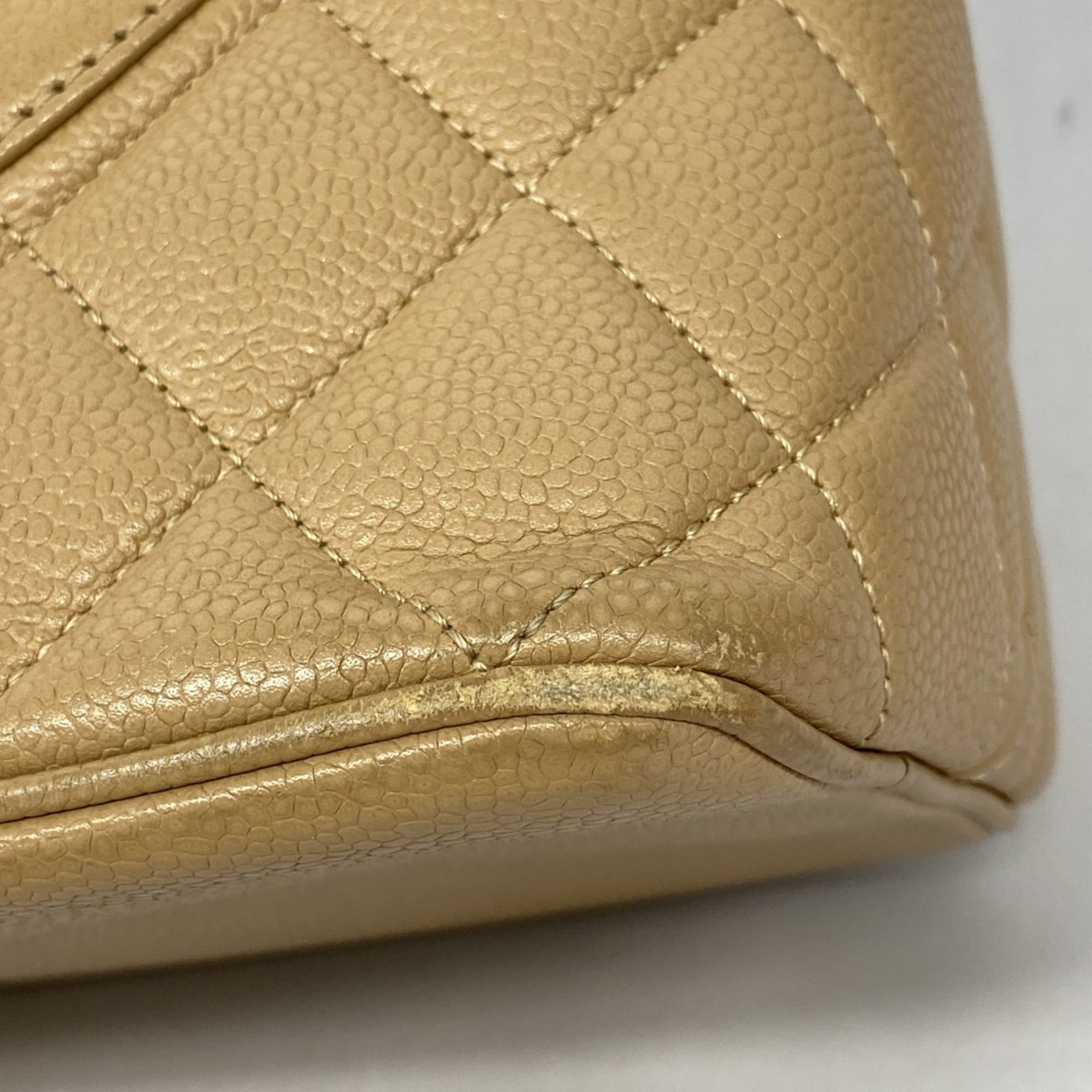 Chanel Beige Grained Calfskin Tote Bag (Pre-Owned)
