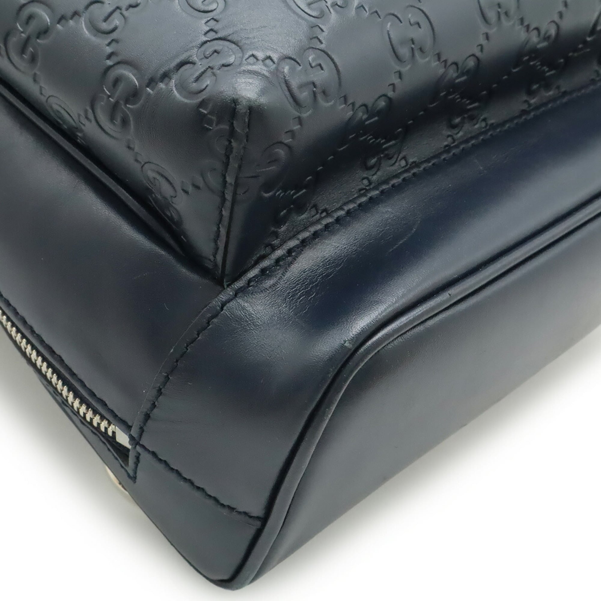Gucci Navy Leather Shoulder Bag (Pre-Owned)