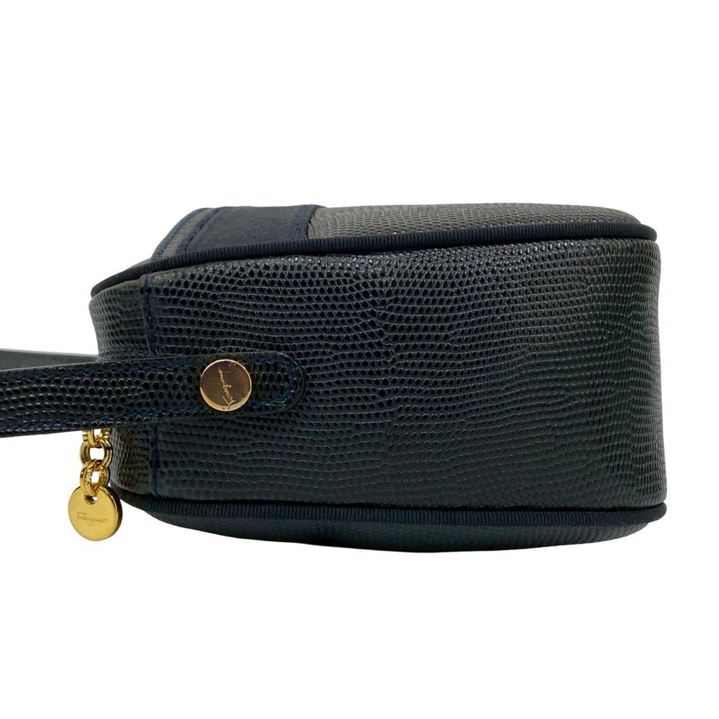 Salvatore Ferragamo Navy Leather Pochette Shoulder Bag (Pre-Owned)