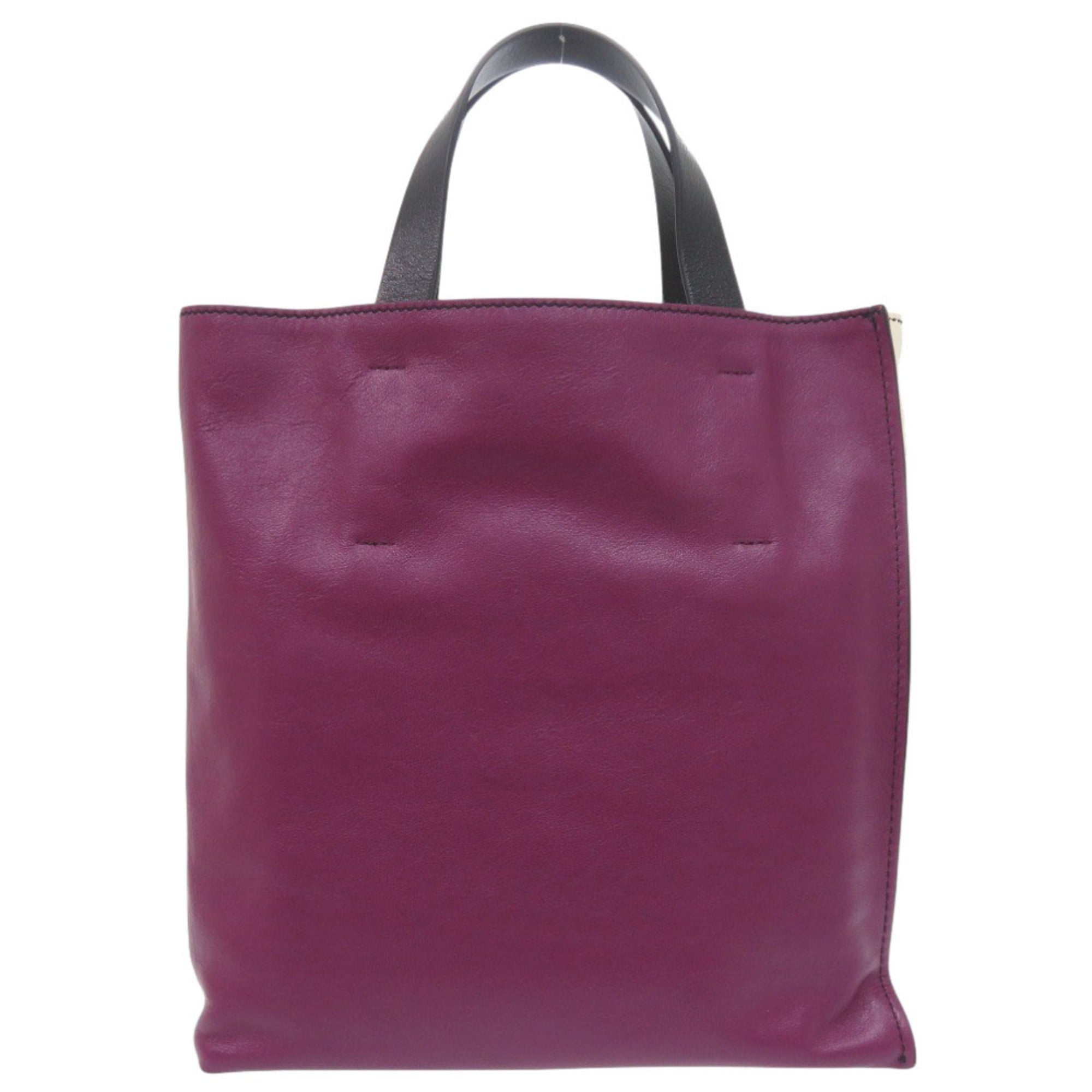 Marni Beige Black Purple Leather Tote Bag (Pre-Owned)