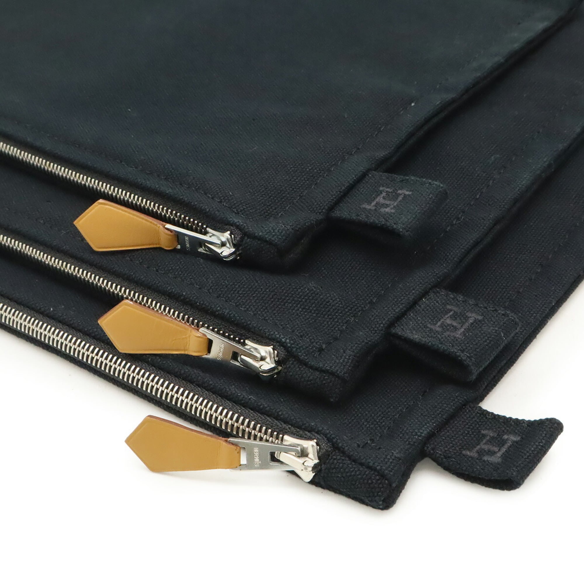 Hermes Black Cotton Canvas Clutch Bag Pouch (Pre-Owned)
