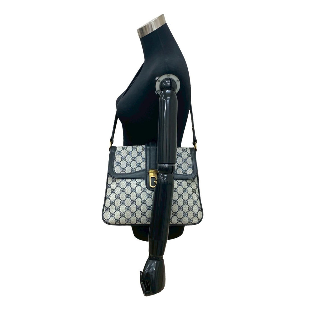 Gucci Navy Leather Pvc Shoulder Bag (Pre-Owned)
