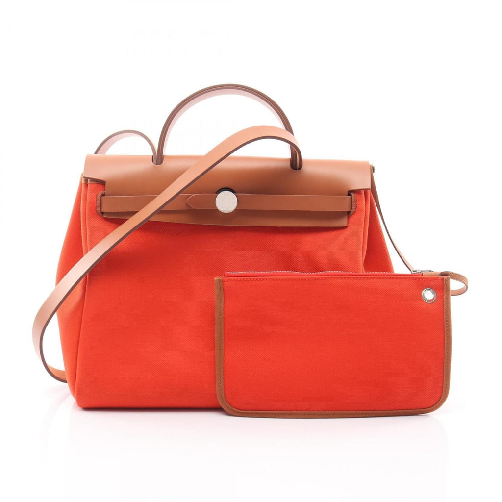 Hermes Brown Orange Canvas Handbag (Pre-Owned)
