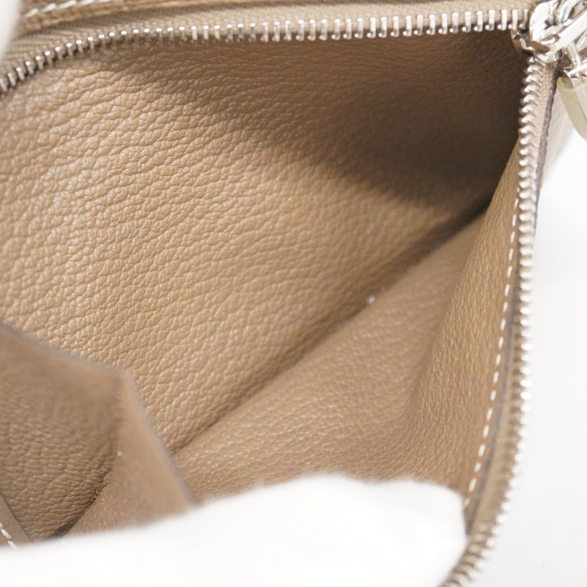 Hermes Etoupe Gray Chevre Myzore Leather Coin Purse/Coin Case (Pre-Owned)