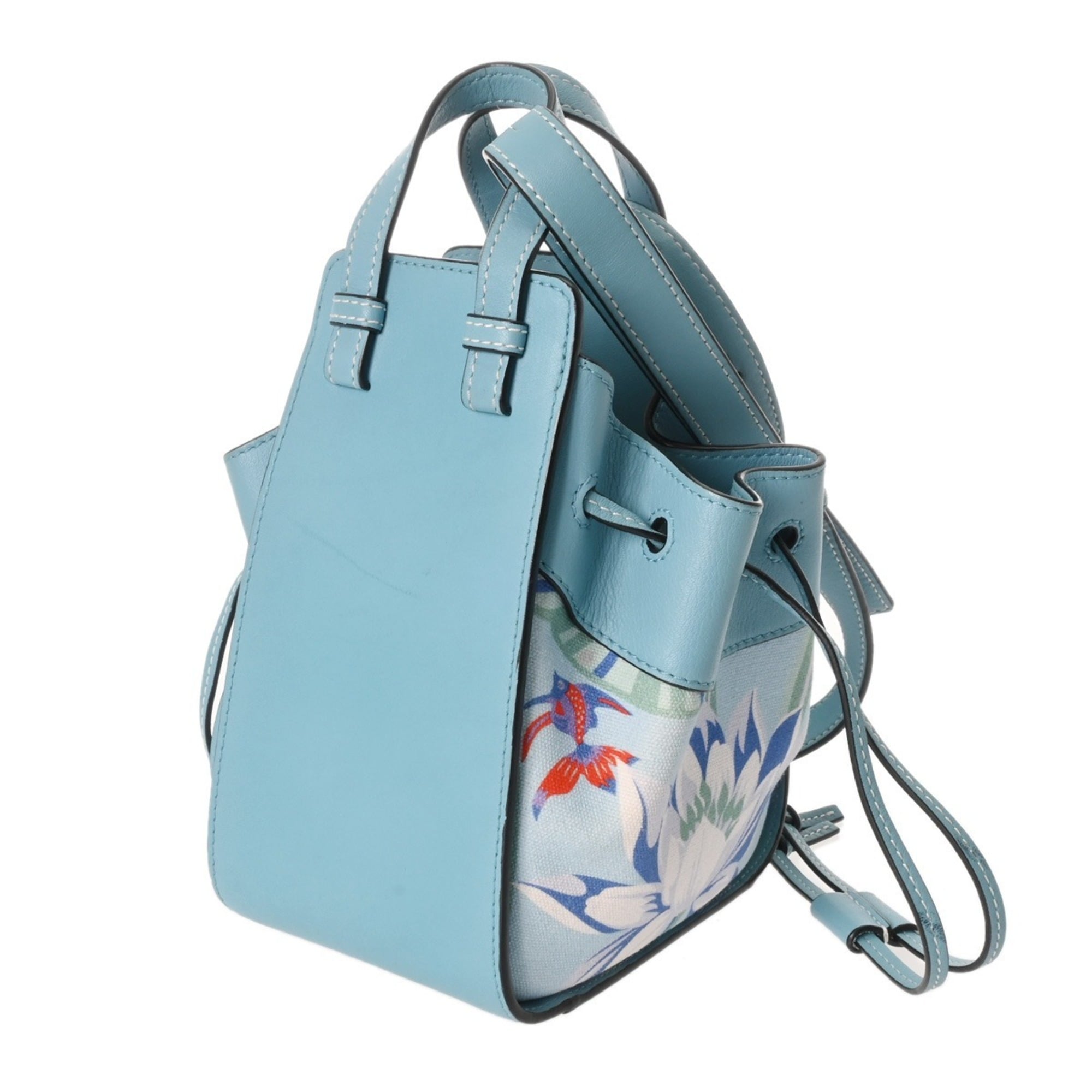 Loewe Blue Leather Canvas Shoulder Bag (Pre-Owned)