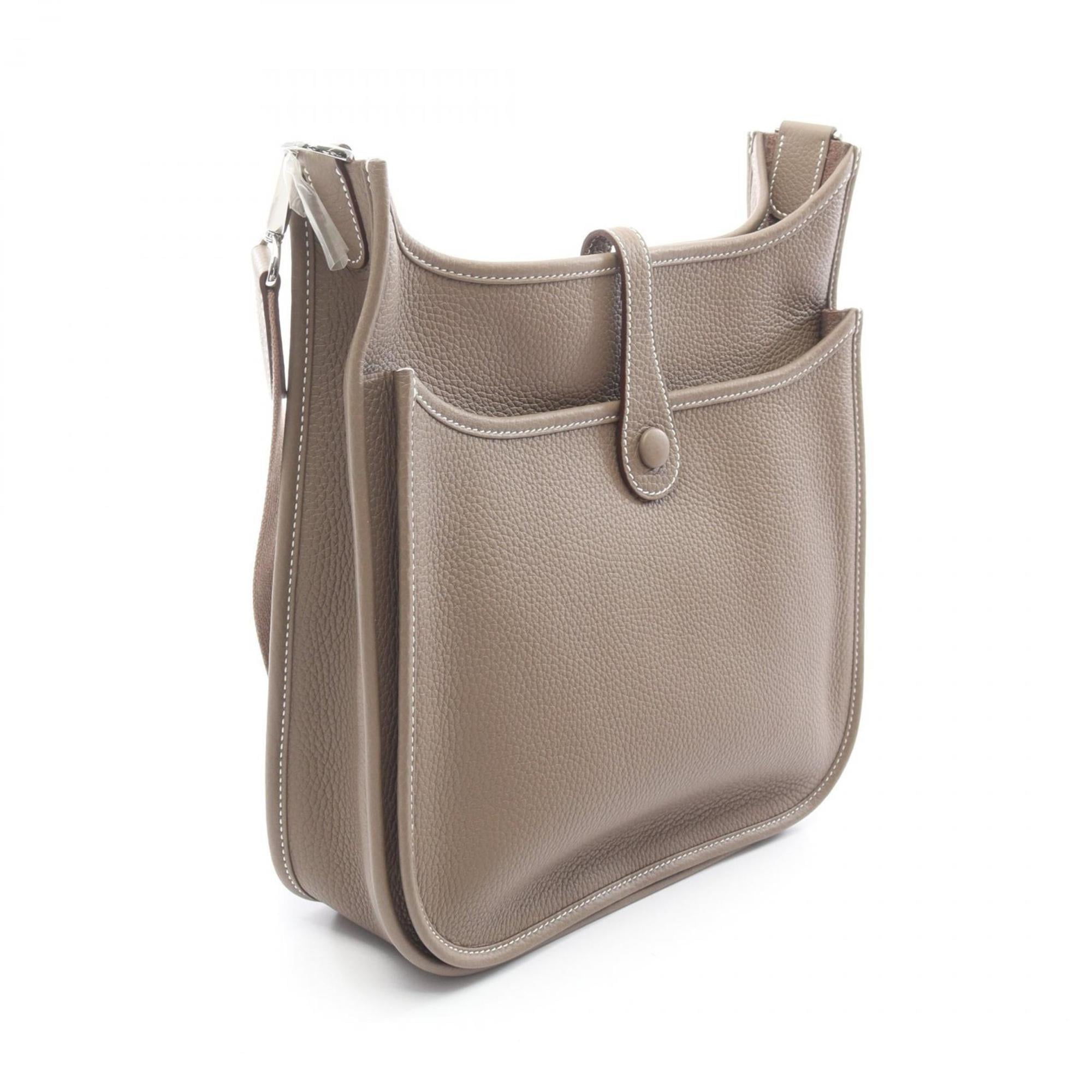 Hermes Etoupe Gray Gray Taurillon Clemence Leather Shoulder Bag (Pre-Owned)