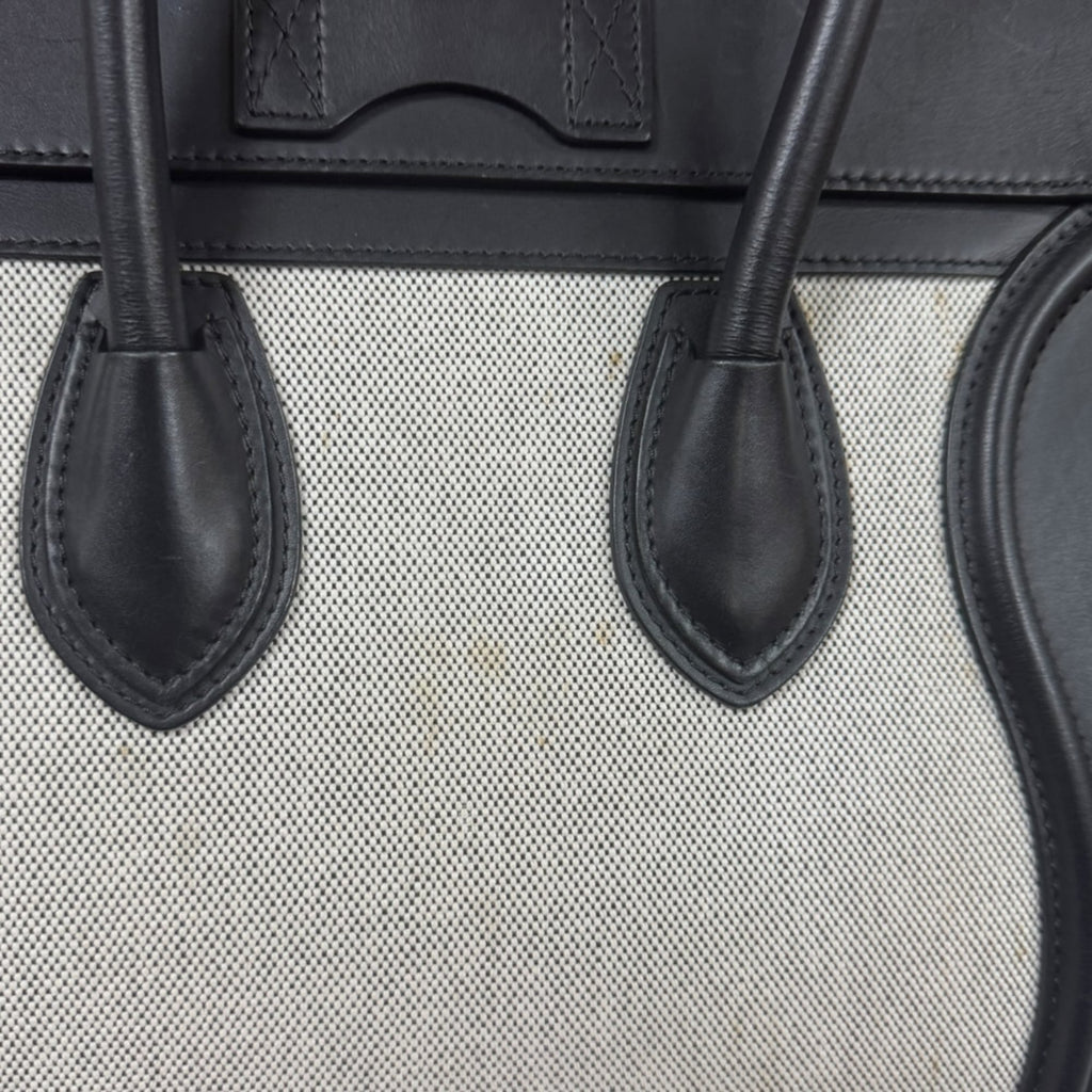 Celine Black Khaki White Leather Handbag (Pre-Owned)