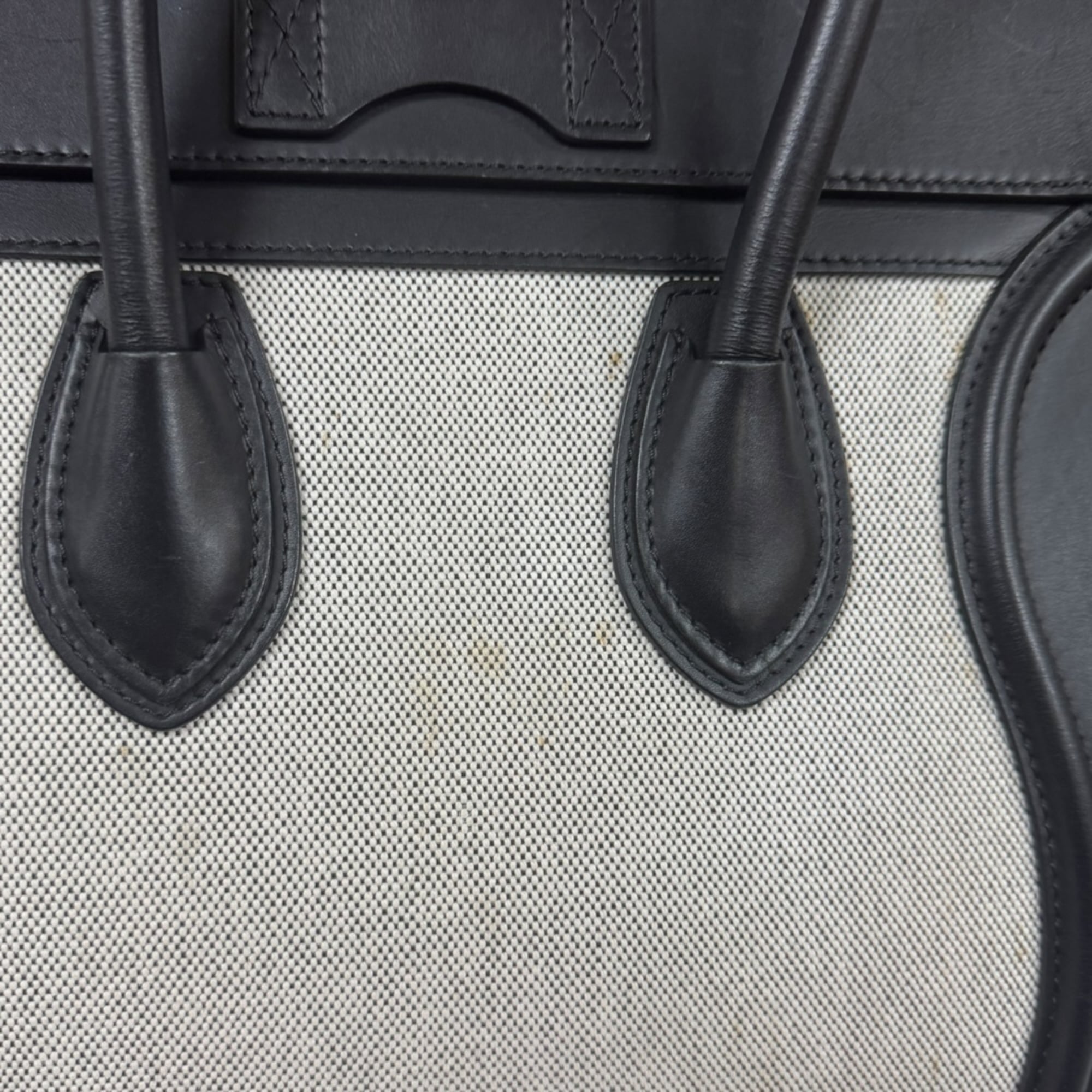 Celine Black Khaki White Leather Handbag (Pre-Owned)