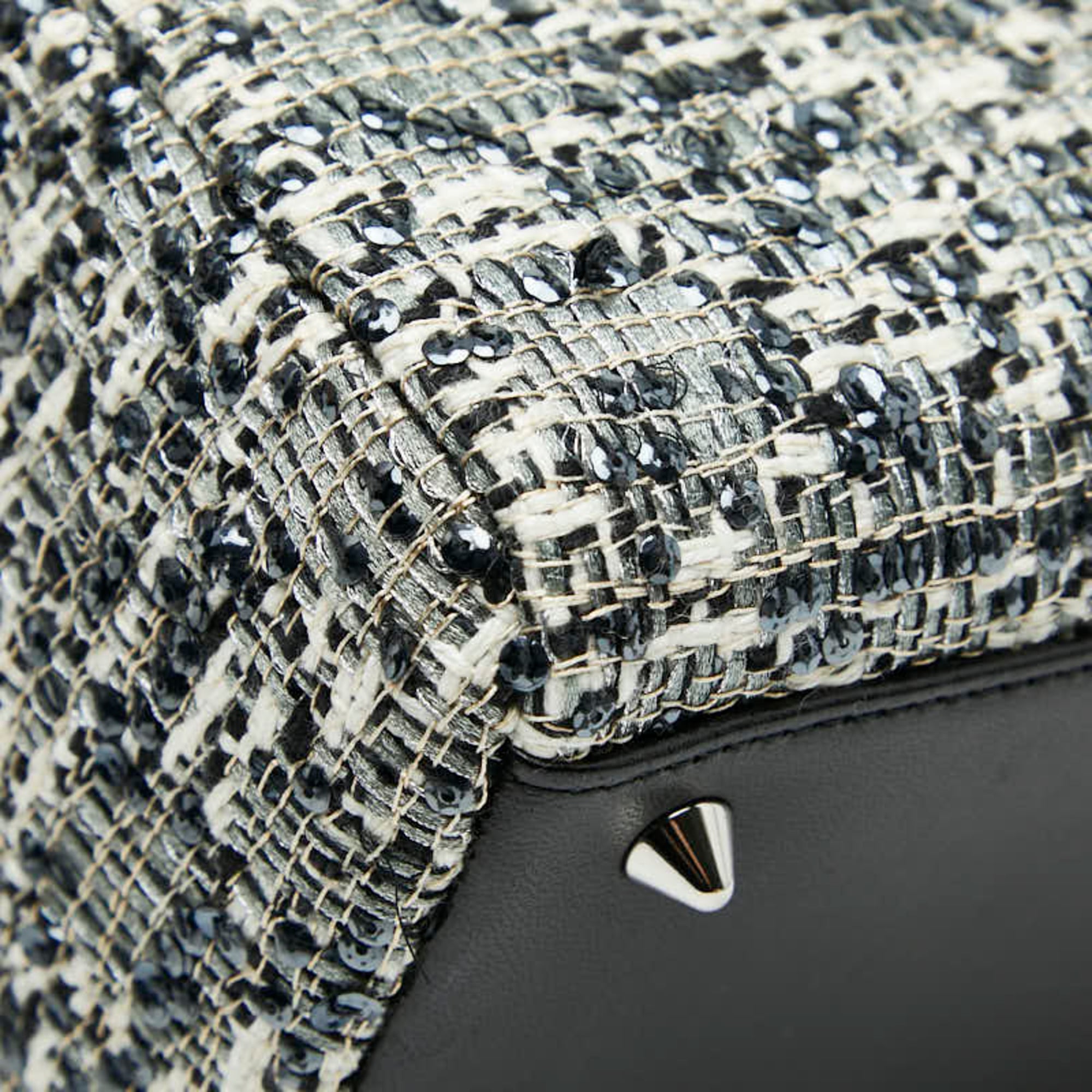 Christian Dior Black Multi-Color Tweed Leather Handbag (Pre-Owned)