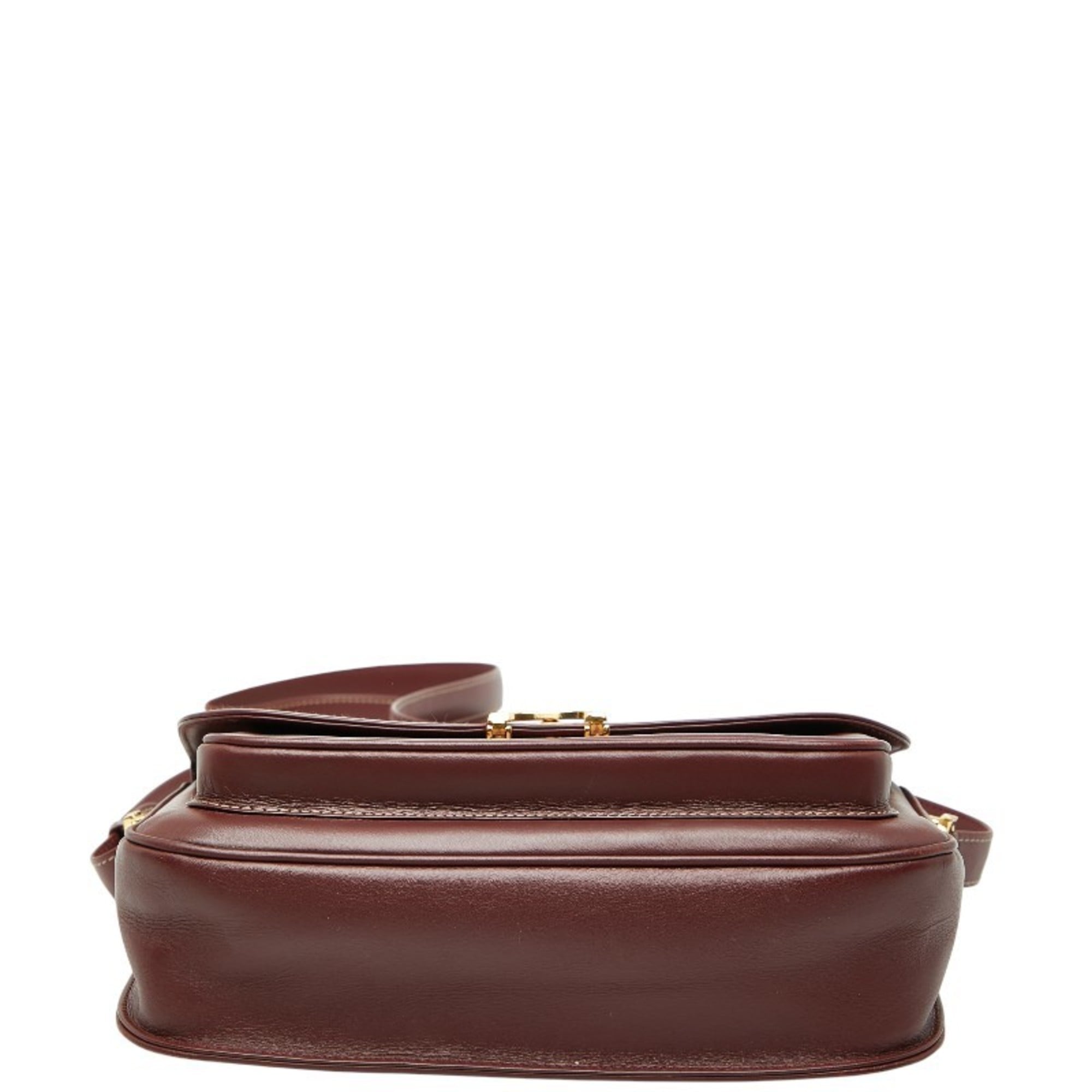 Cartier Bordeaux Wine Red Leather Shoulder Bag (Pre-Owned)