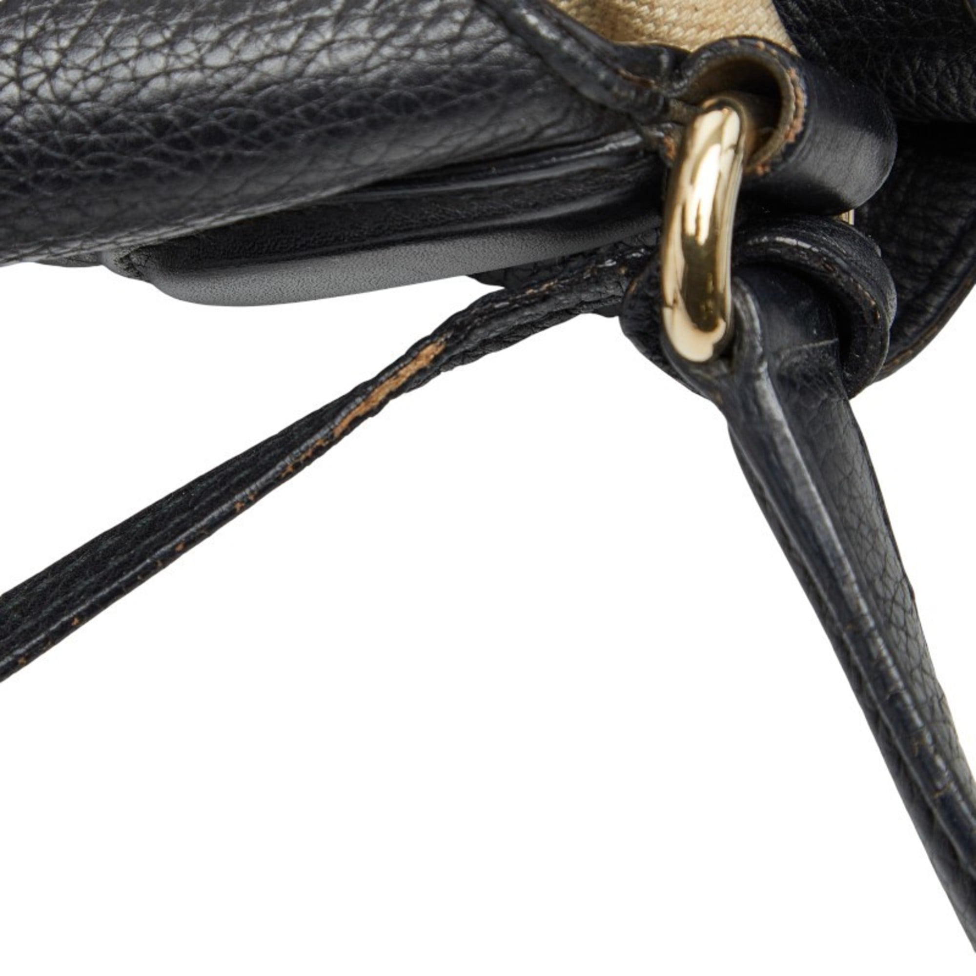 Gucci Black Leather Shoulder Bag Tote Bag (Pre-Owned)