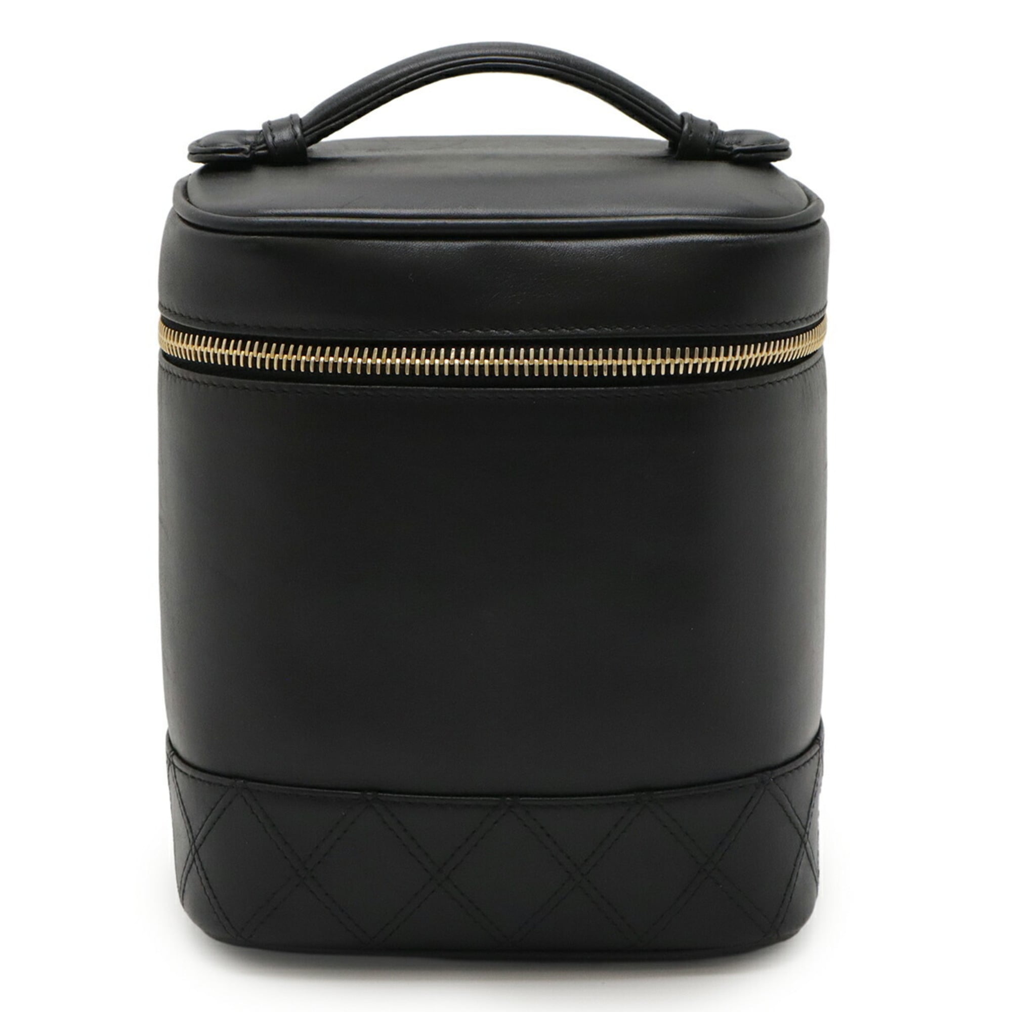 Chanel Black Leather Handbag Pouch Vanity Bag (Pre-Owned)