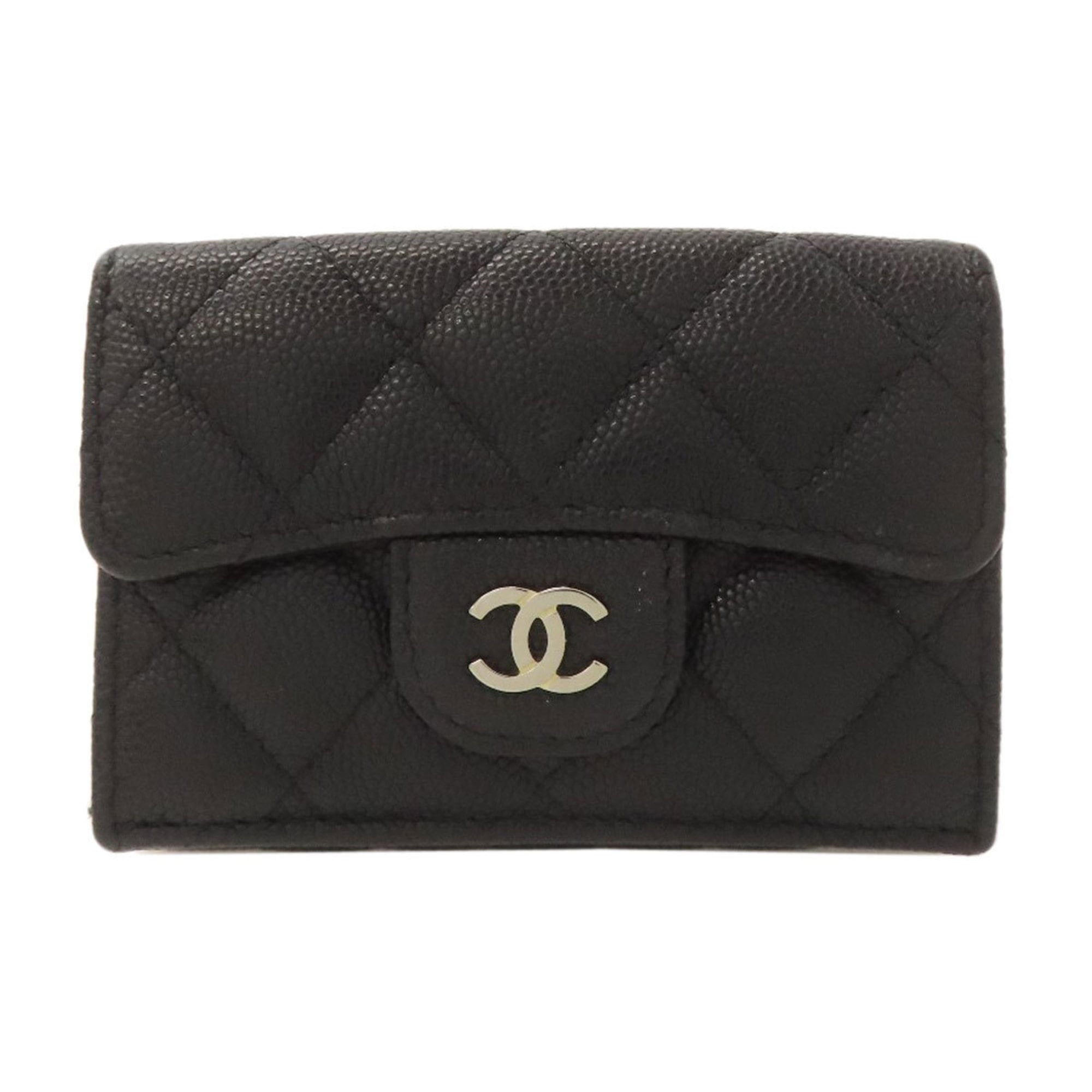 Chanel Black Leather Wallet (Bi-Fold) (Pre-Owned)