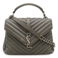 Yves Saint Laurent Gray Leather Handbag Shoulder Bag (Pre-Owned)