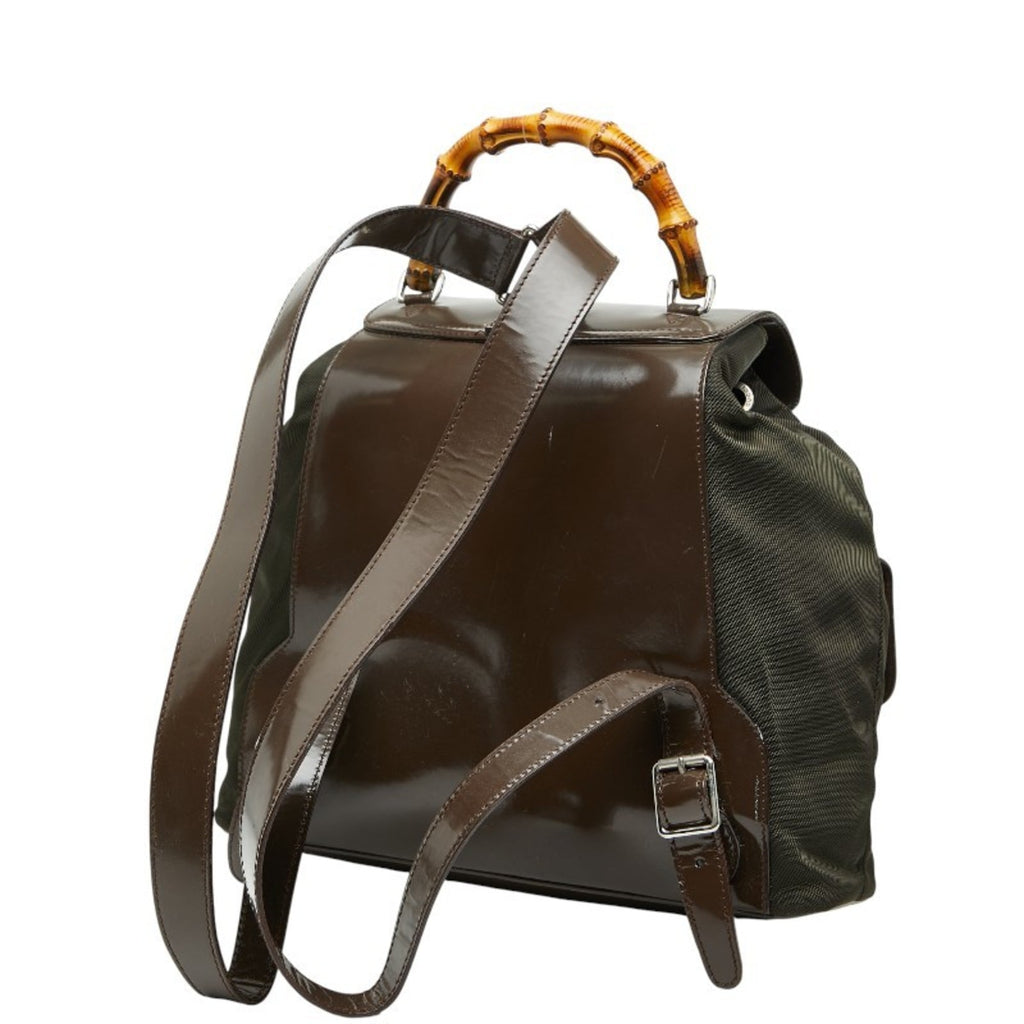 Gucci Brown Nylon Patent Leather Backpack (Pre-Owned)