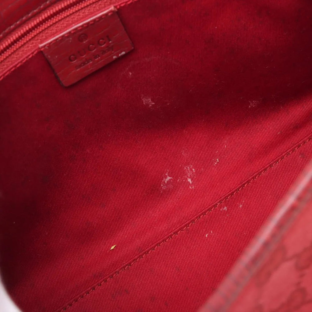 Gucci Red Color Leather Canvas Handbag (Pre-Owned)