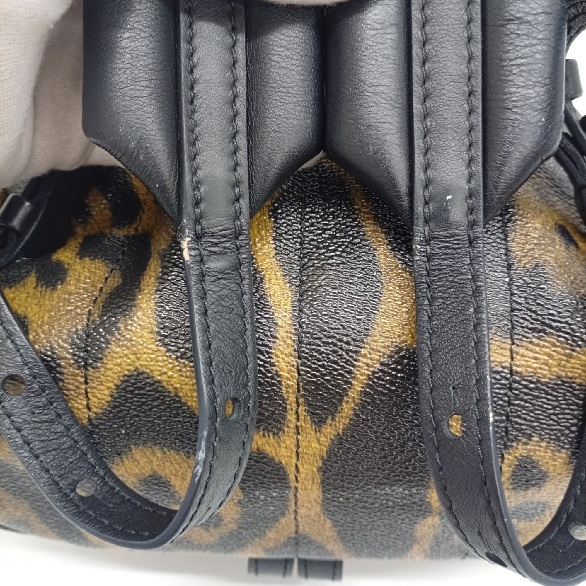 Louis Vuitton Black Brown Leopard Pvc Coated Canvas Leather Backpack (Pre-Owned)
