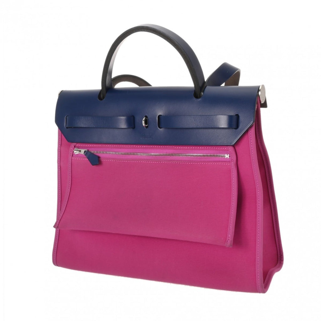 Hermes Blue Pink Vache Leather Briefcase Handbag (Pre-Owned)