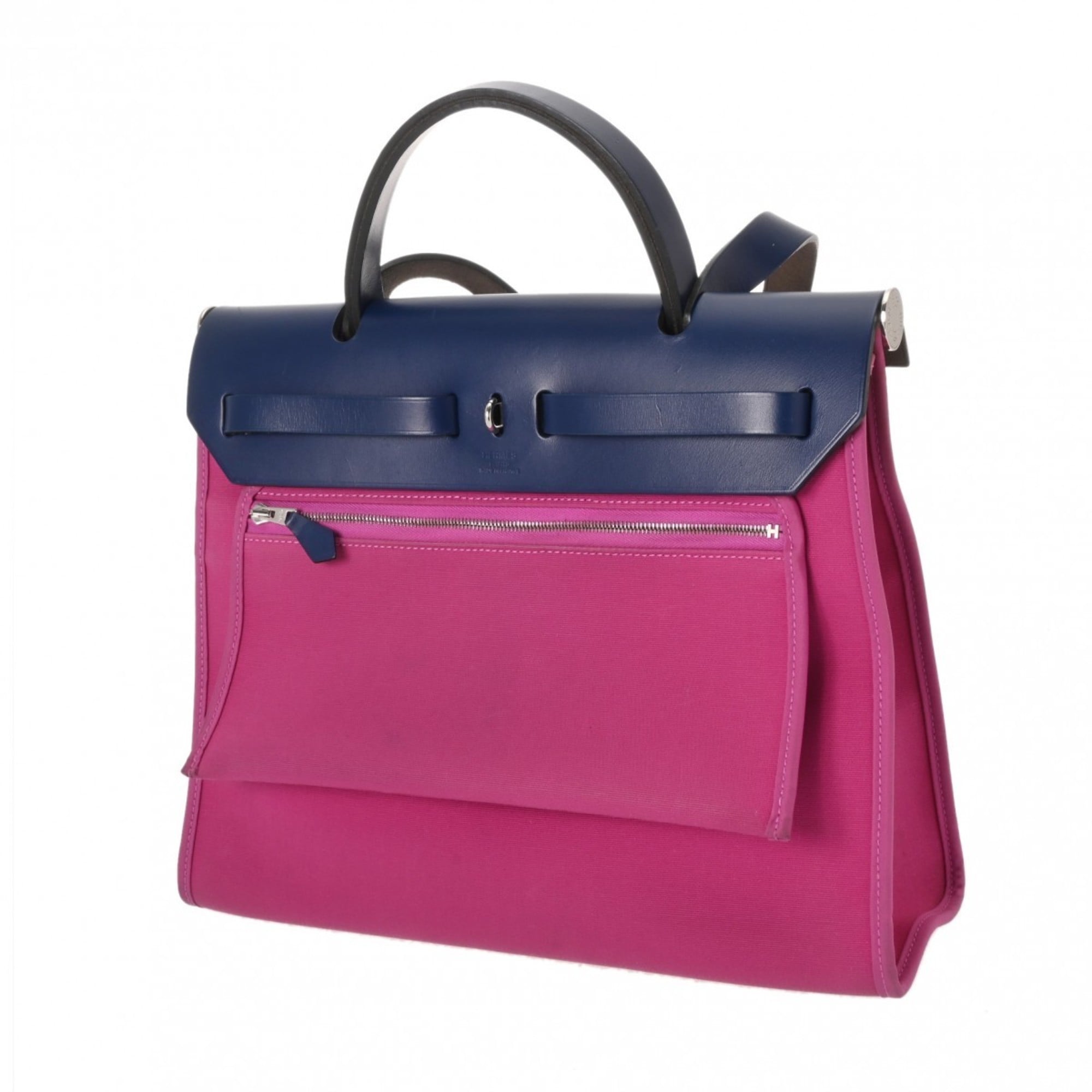 Hermes Blue Pink Vache Leather Briefcase Handbag (Pre-Owned)