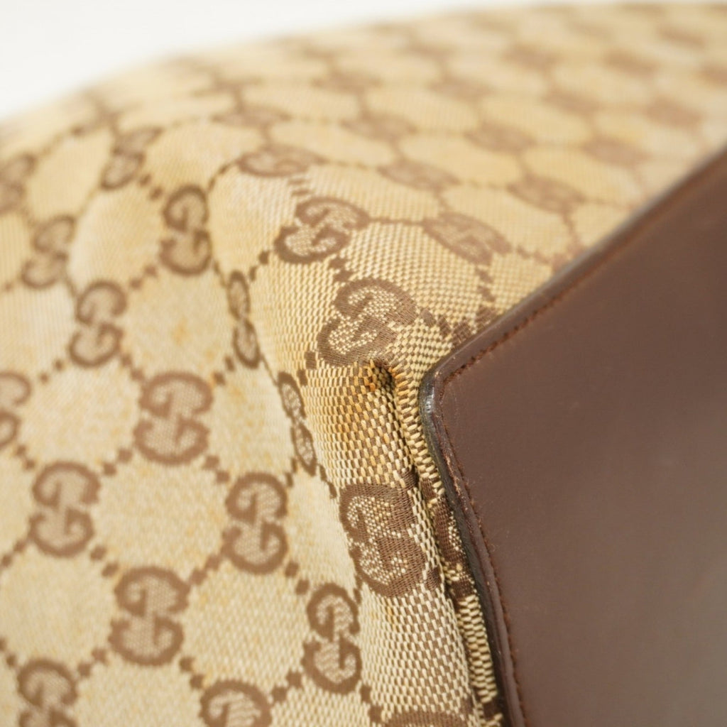 Gucci Beige Brown Canvas Tote Bag (Pre-Owned)