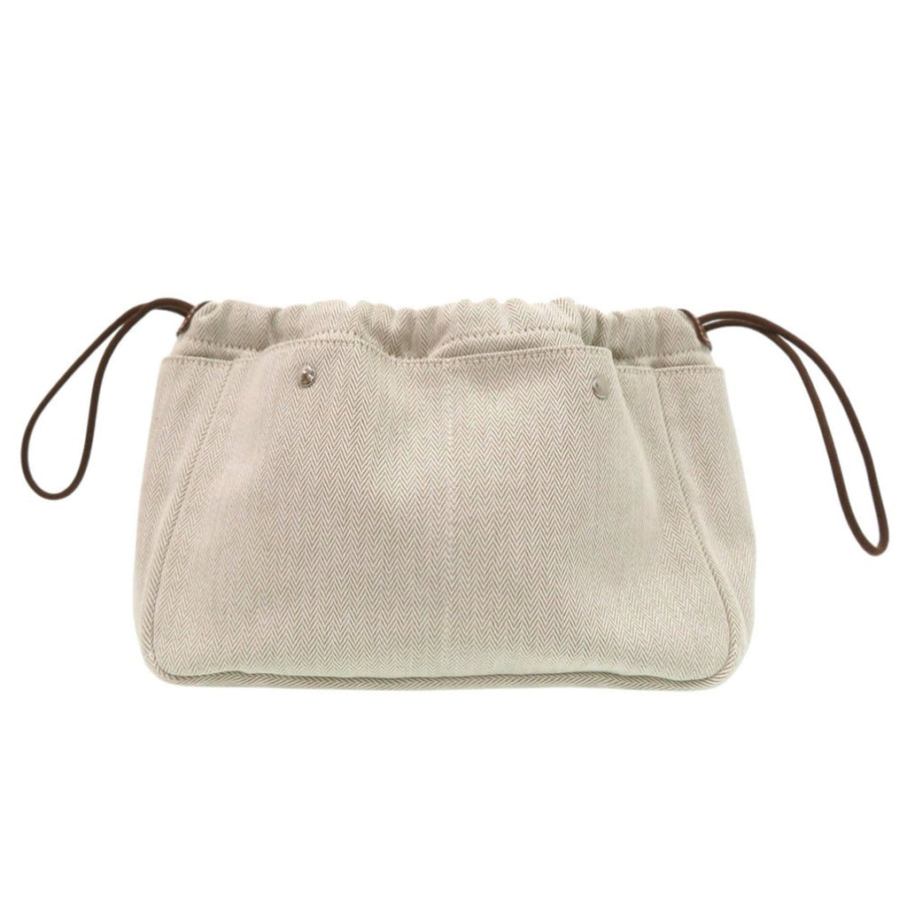 Hermes Natural Toile Chevron Leather Pouch (Pre-Owned)