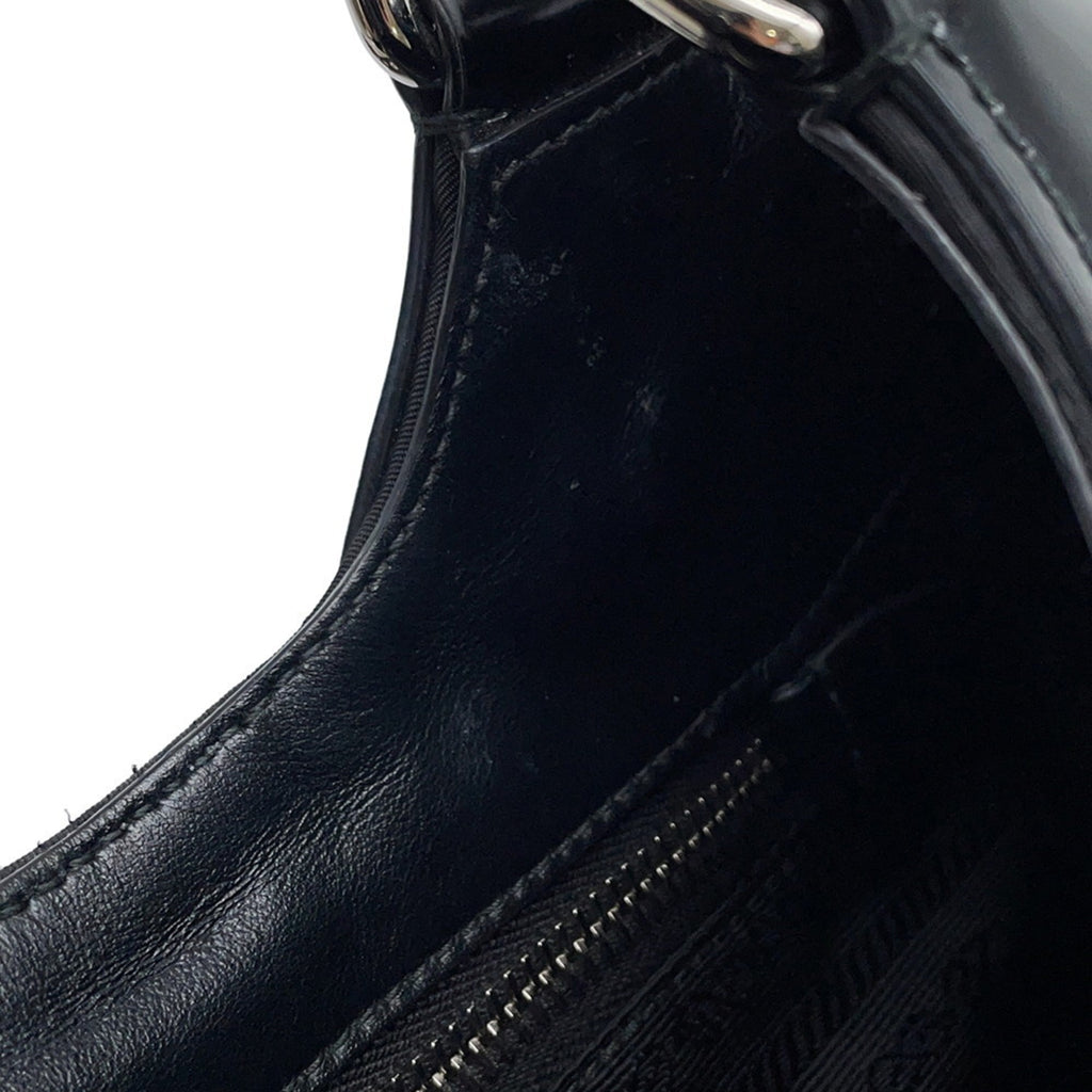 Prada Black Leather Nylon Handbag (Pre-Owned)